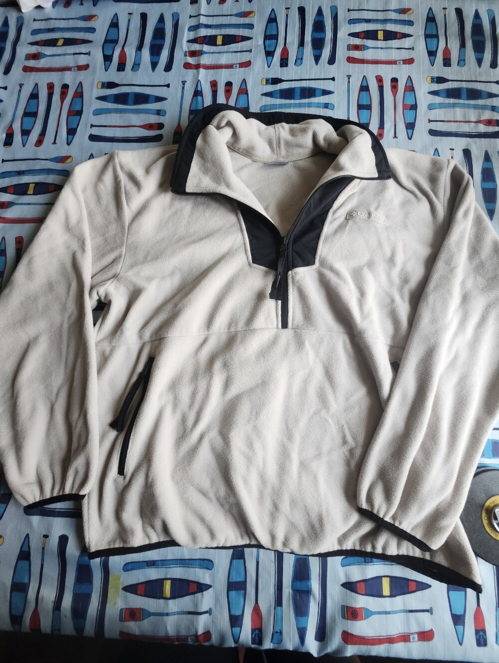 Beige Half-Zip Fleece Pullover with Black Trim Columbia